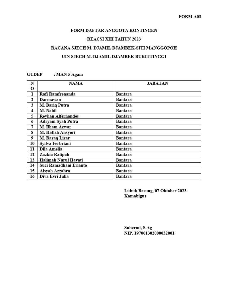Form A03 | PDF