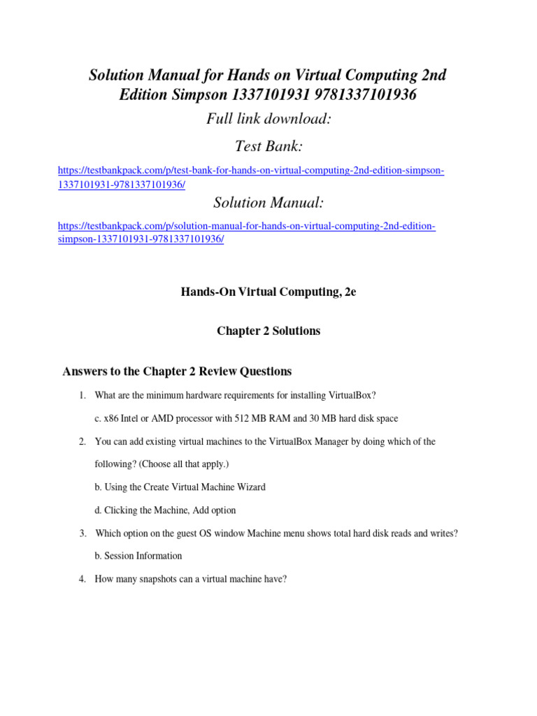 Solution Manual For Hands On Virtual Computing 2nd Edition Simpson ...