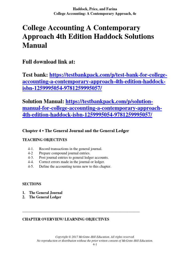 College Accounting A Contemporary Approach 4th Edition Haddock