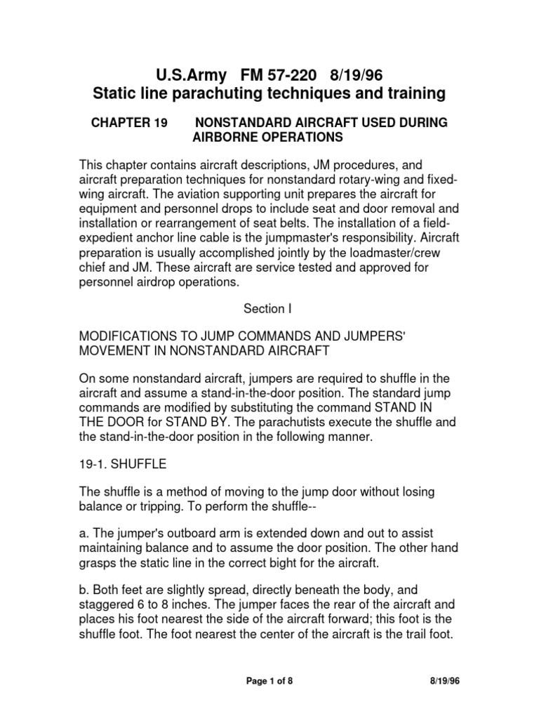 Static Line Parachuting Techniques | PDF