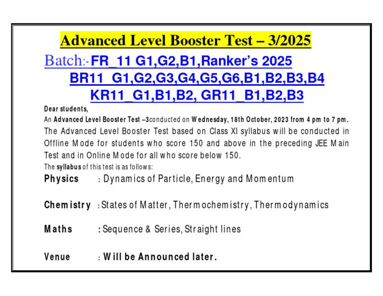 JEE Adv Booster3 2025 Gen1 XI 18.10.2025 PDF