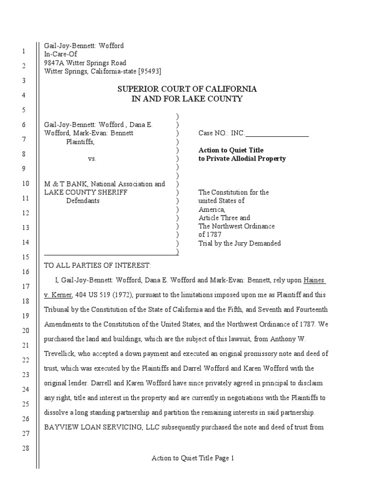 Quiet Title[1] United States Constitution Foreclosure