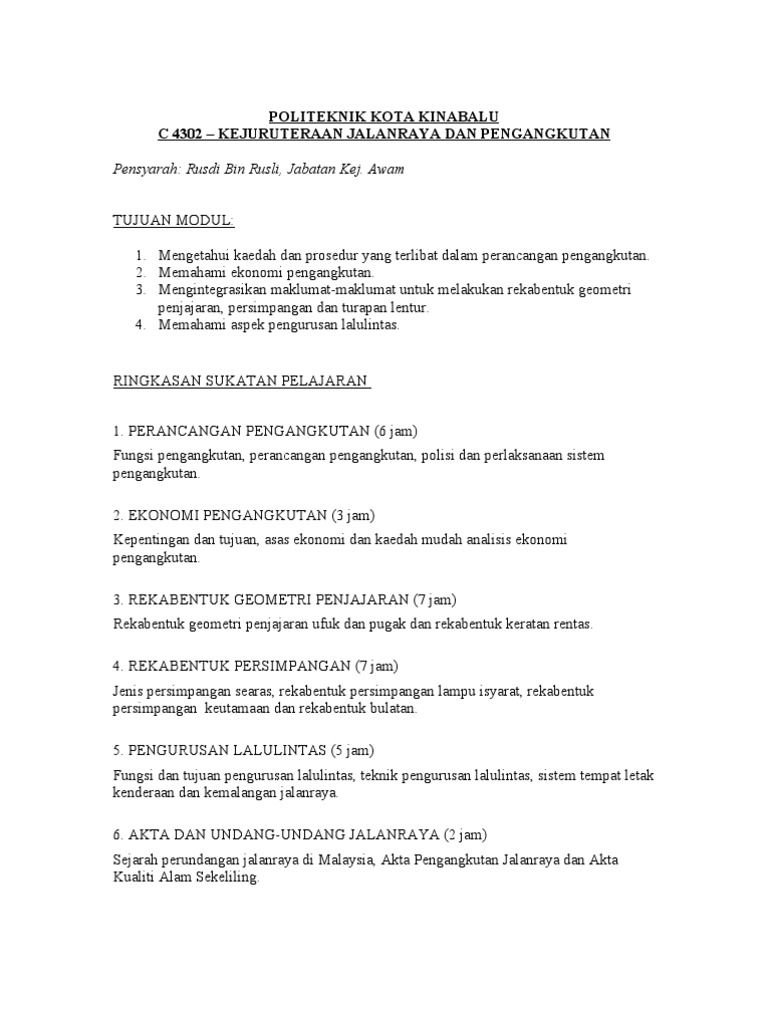 Nota C4302 Highway Pdf