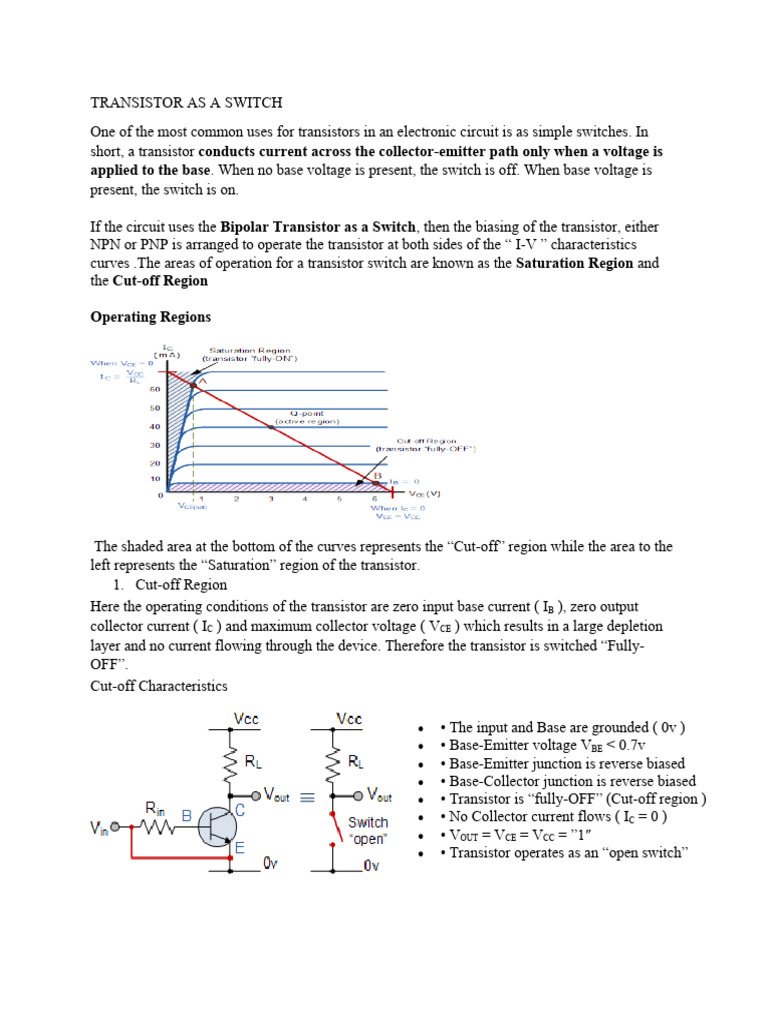 Transistor As A Switch | PDF