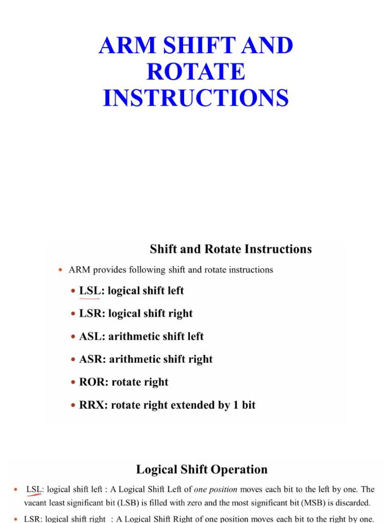 Arm Shift and Rotate Instructions PDF