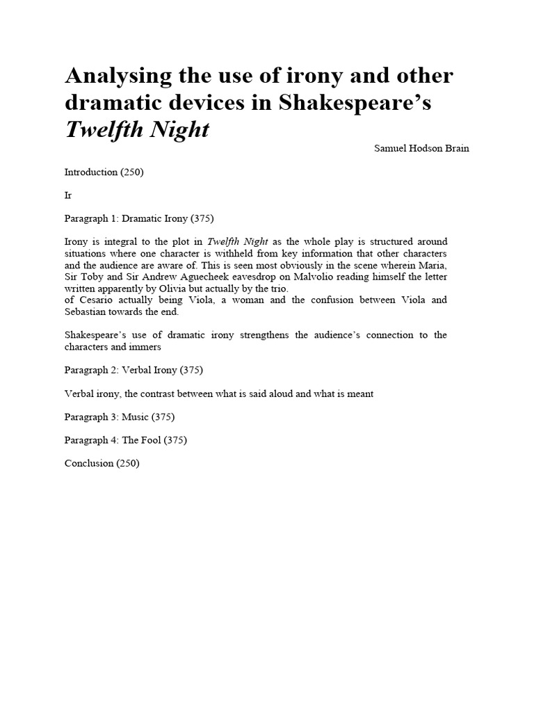 Analysing The Use of Irony and Other Dramatic Devices in Shakespeare PDF