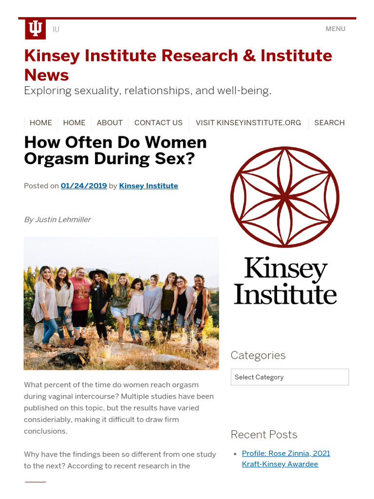 How Often Do Women Orgasm During Sex - Kinsey Institute Research