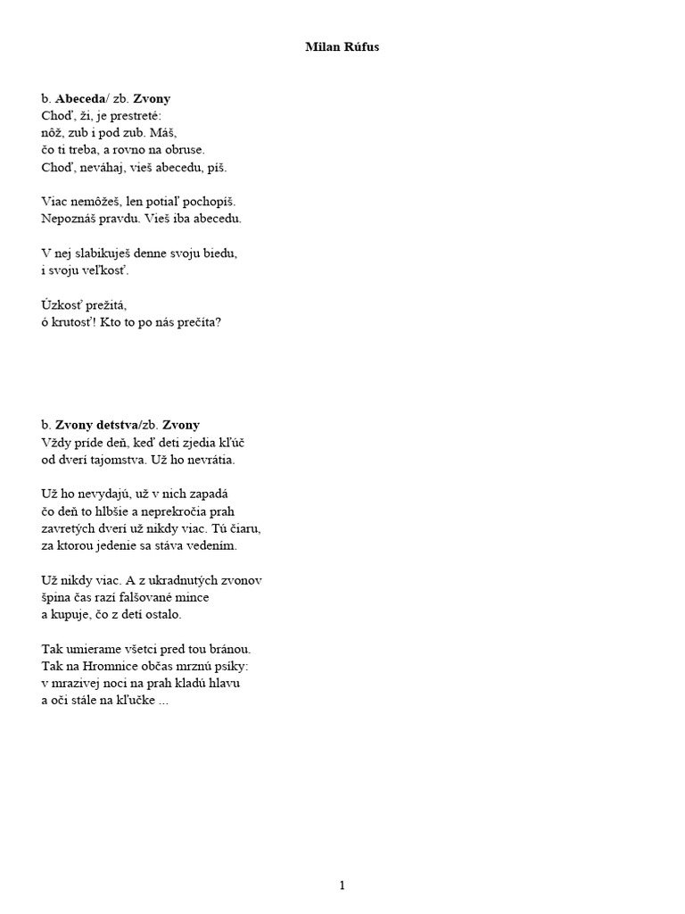 Texty - Rúfus, Válek | PDF