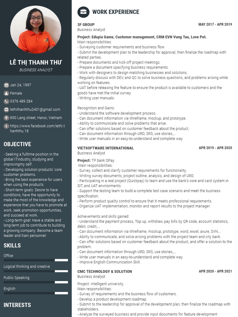 Le Thi Thanh Thu BusinessAnalyst | PDF