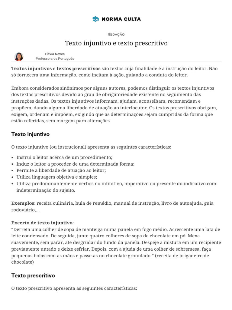 Texto Injuntivo e Texto Prescritivo - Norma Culta | PDF