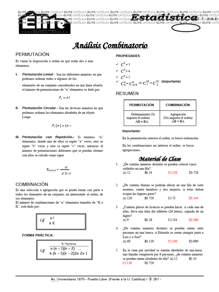 ET72AE14 Analisis Combinatorio | PDF