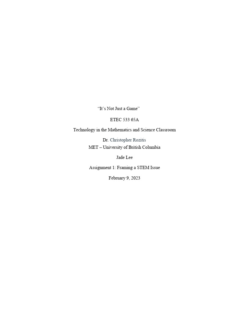Etec 533 Framing A Stem Issue Pdf