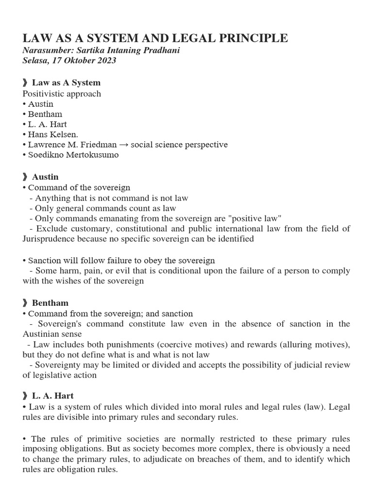 Law As A System and Legal Principle TGL 17 Oktober 2023 | PDF
