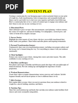 CONTENT PLAN