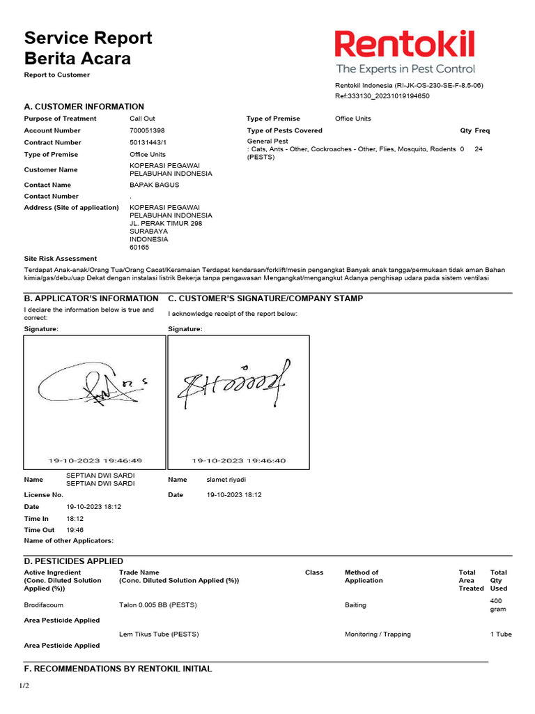 Service Receipt PDF