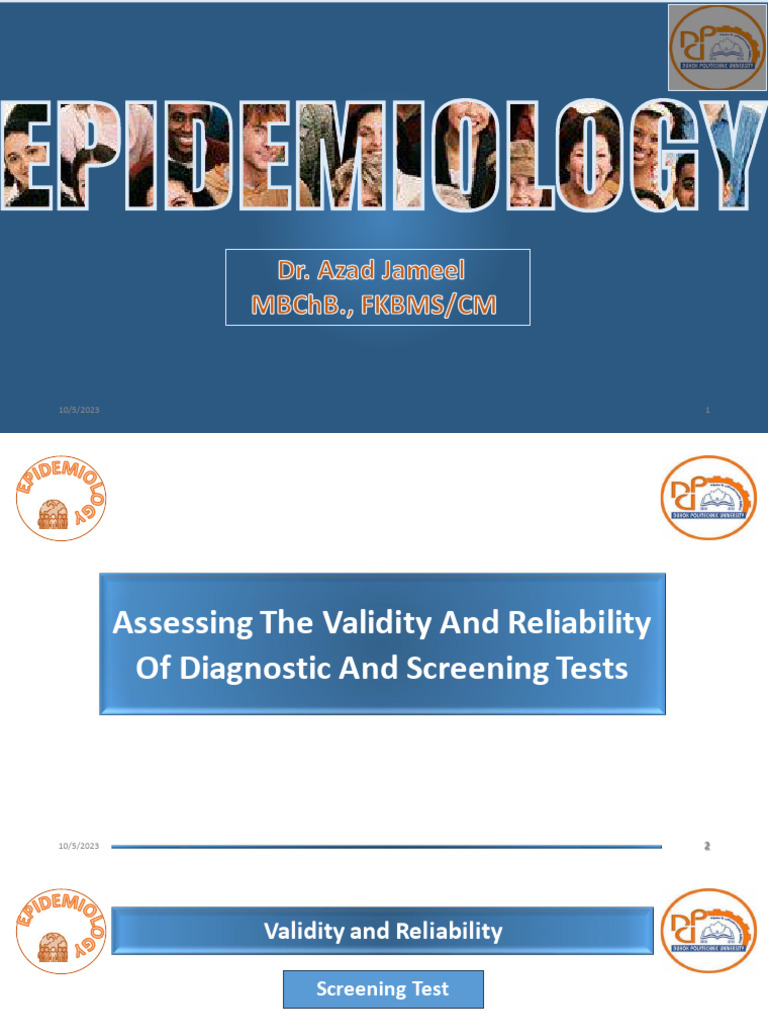 Reliability Validity Sensitivity Specificity