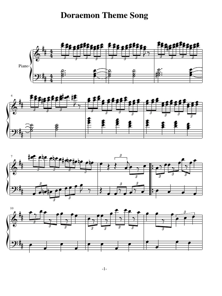 Doraemon Piano Theme Sheet Music | PDF
