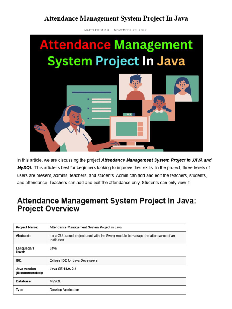 Attendance Management System Project in Java - CopyAssignment | PDF