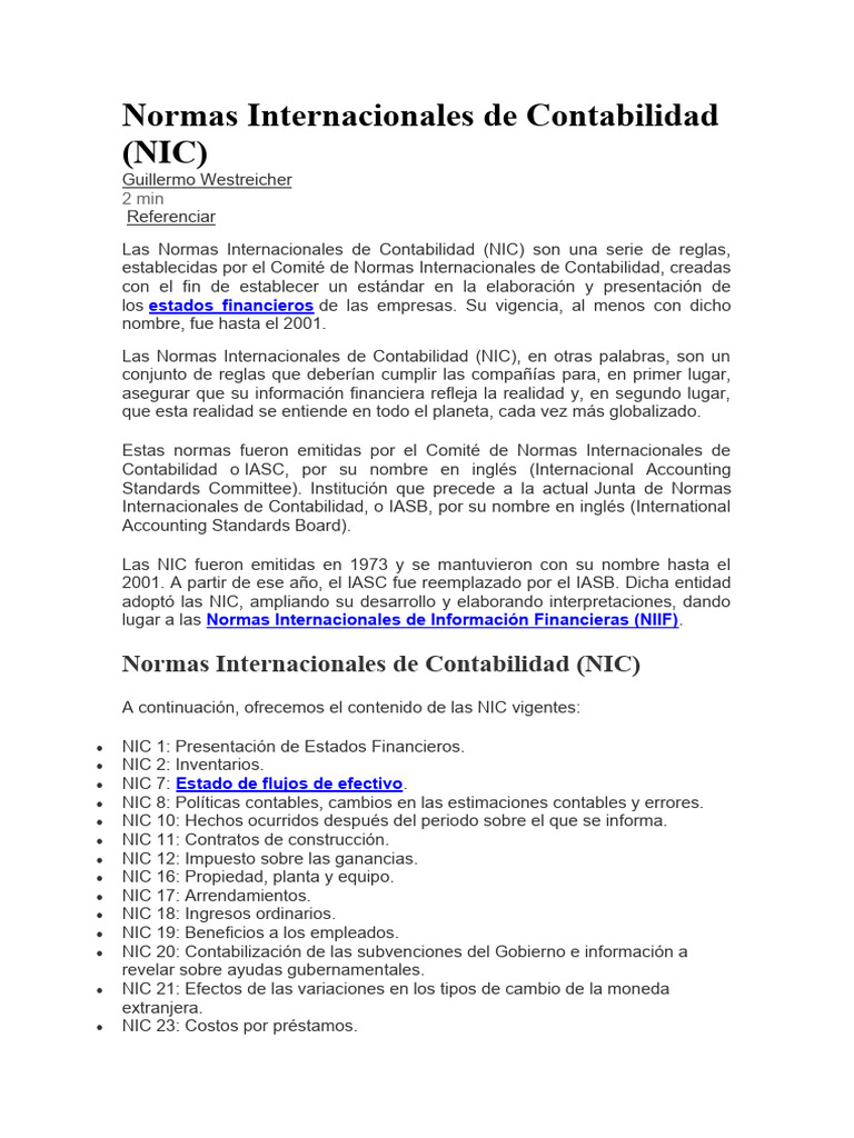 Normas Internacionales de Contabilidad | PDF | Negocios | Finanzas y dinero