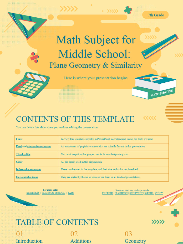 Math subject for middle school 7th grade plane geometry