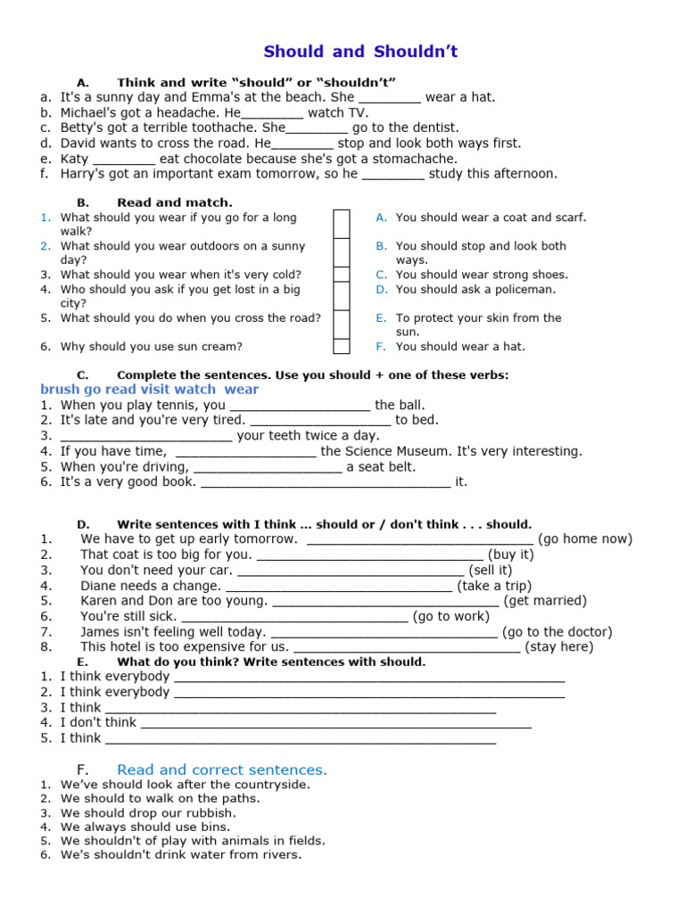 Should vs Shouldn't: Usage Guide | PDF | Language Arts & Discipline