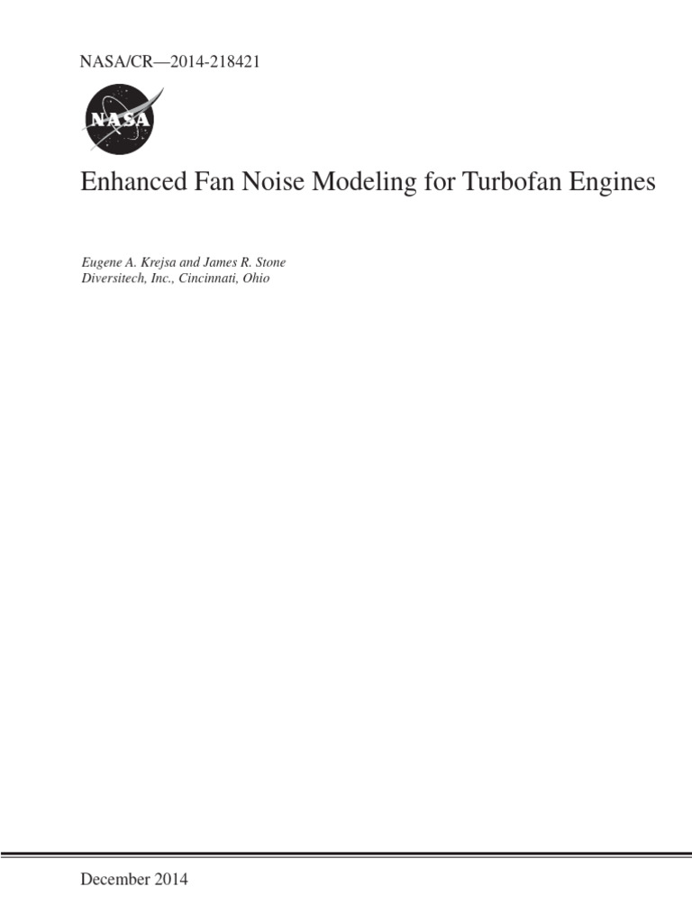 Enhanced Fan Noise Modeling For Turbofan Engines PDF Jet Engine