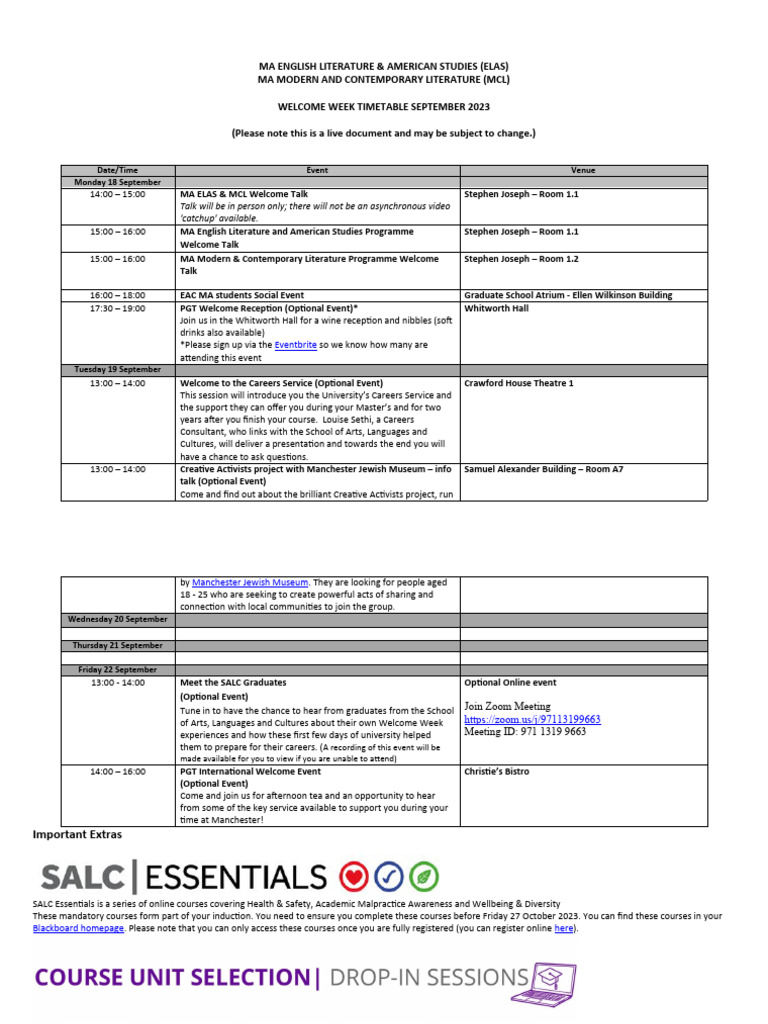 Pgt ma elas mcl welcome week timetable 2 pdf