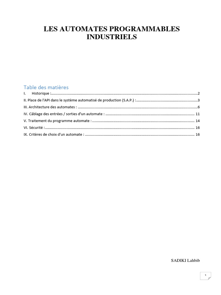Automates Programmables Industriels: Guide | PDF | Entrée/Sortie ...