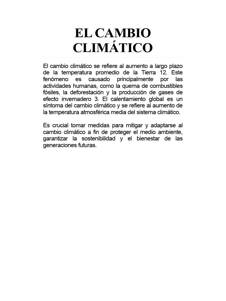 Impacto y acciones ante el cambio climático | PDF | Cambio climático ...
