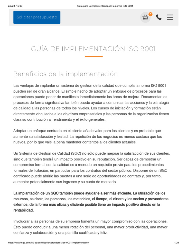 Guía Para La Implementación de La Norma ISO 9001 | PDF | Calidad ...