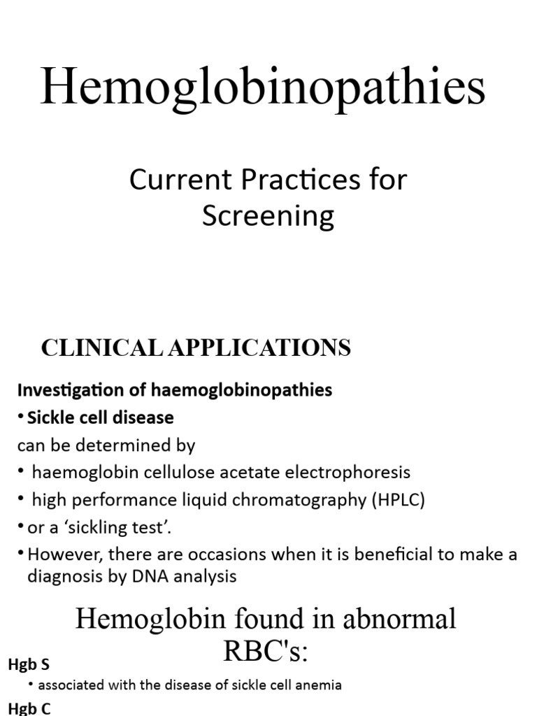 Hemoglobinopathies: Diagnosis and Types | PDF | Polymerase Chain ...