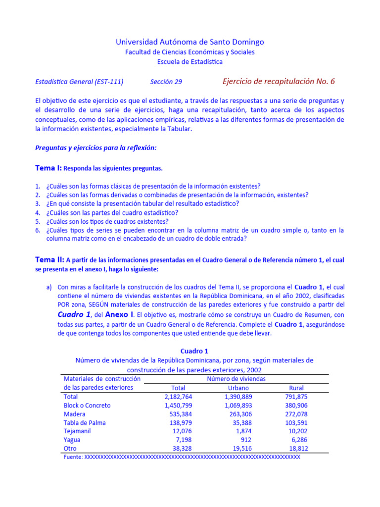 Ejercicio de Estadística: Presentación Tabular | PDF