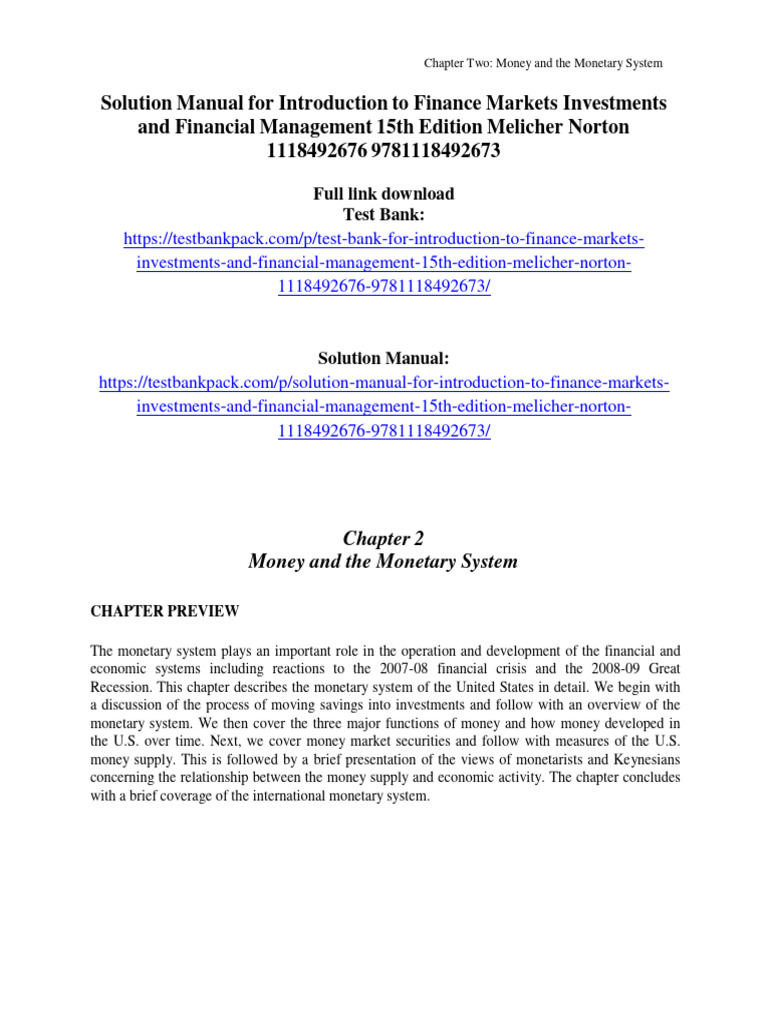 Money and the Monetary System Overview | PDF | Finance & Money Management