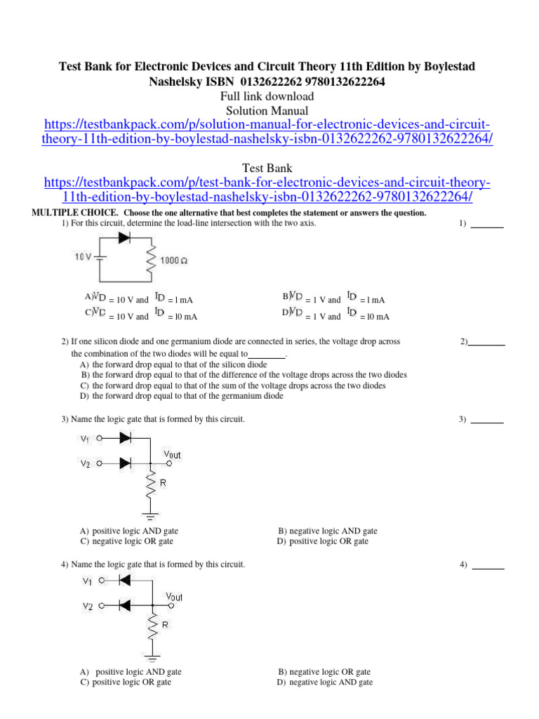 Test bank for electronic devices and circuit theory 11th edition by