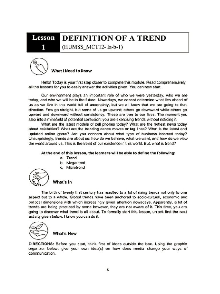 Trends Quarter 1 - Lessons 1 and 2 | PDF