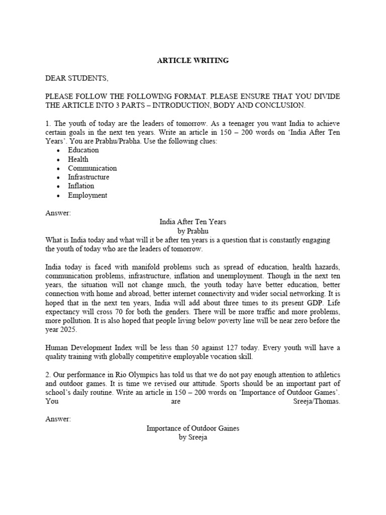 Article Writing | PDF | Career & Growth | Self-Improvement
