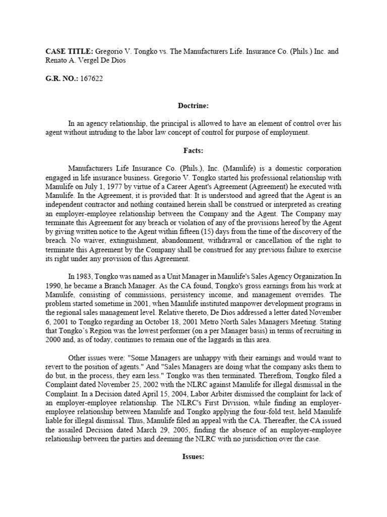 Gregorio V. Tongko vs. The Manufacturers Life. Insurance Co. (Phils