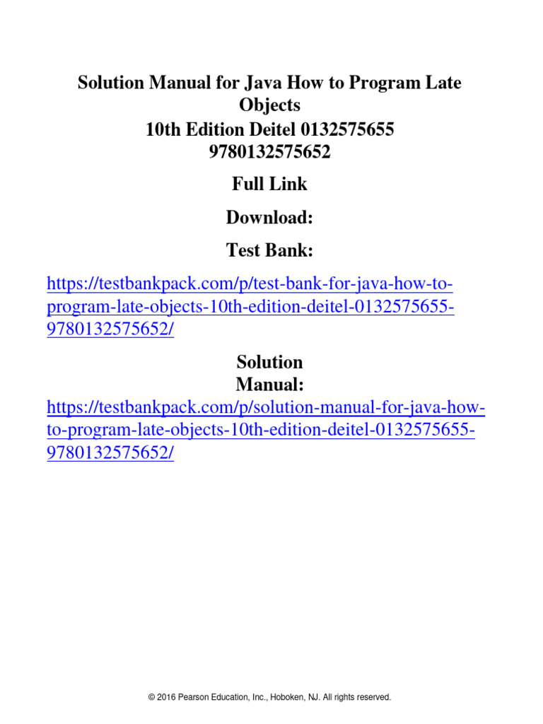 Solution Manual For Java How To Program Late Objects 10th Edition ...
