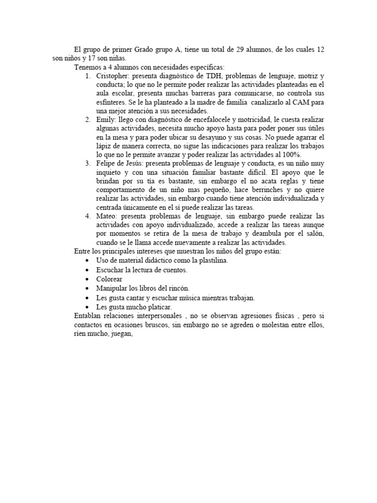 El Grupo de Primer Grado Grupo A PDF