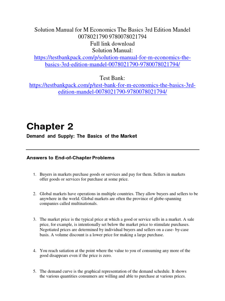 Solution Manual For M Economics The Basics 3rd Edition Mandel ...