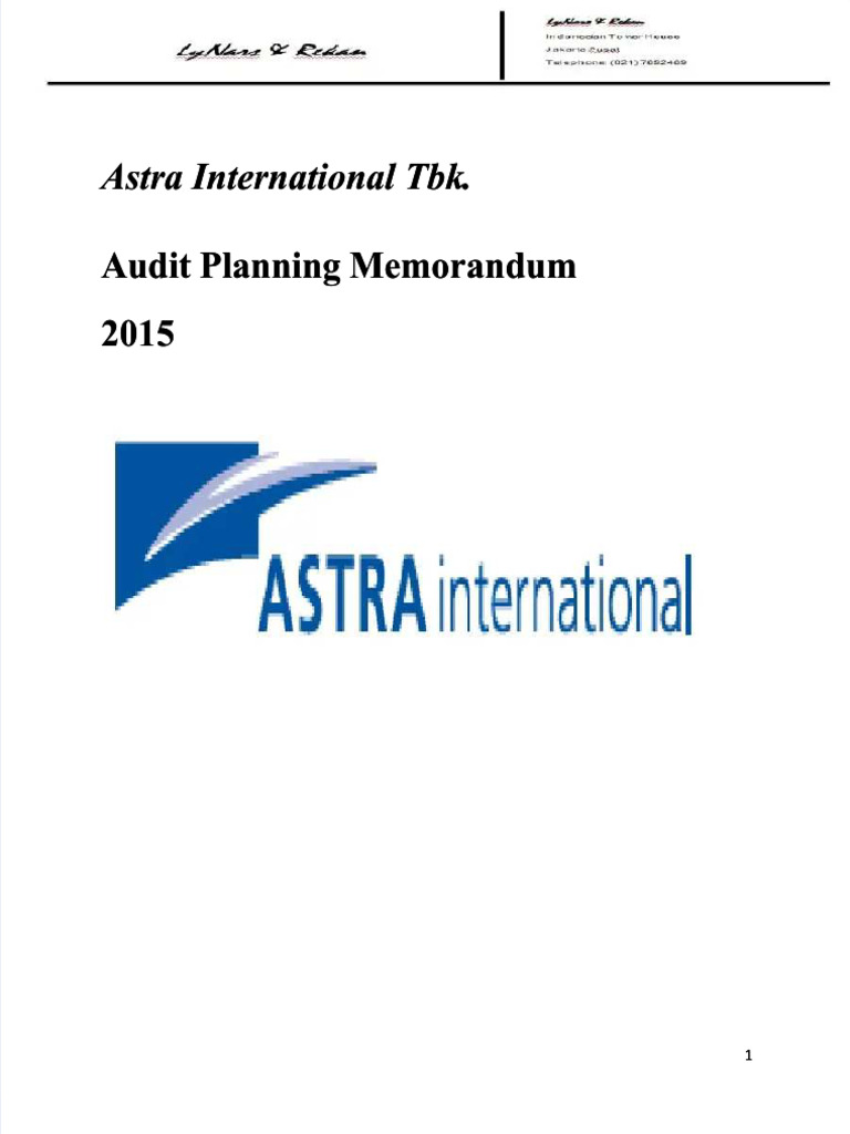 PT Astra Internasional TBK Audit Planning Memorandum | PDF
