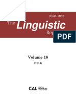 Linguistic Reporter Volume 16 Part One