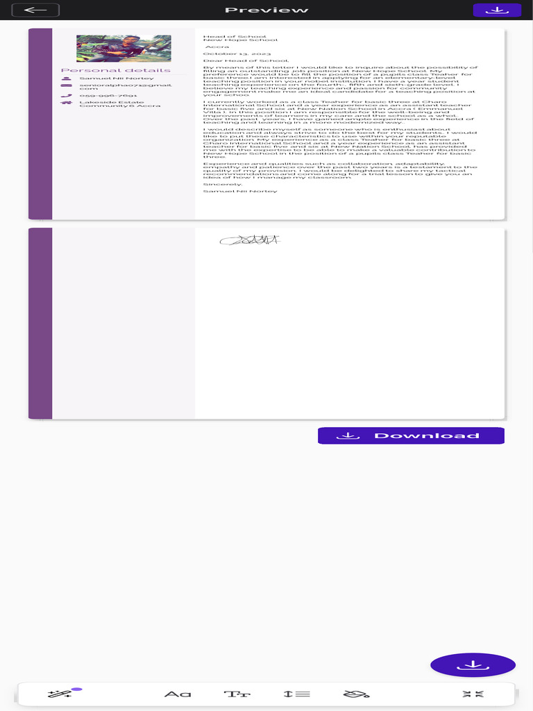 Cover Letter A Pupils Class Teaher For Basic Three New Hope School