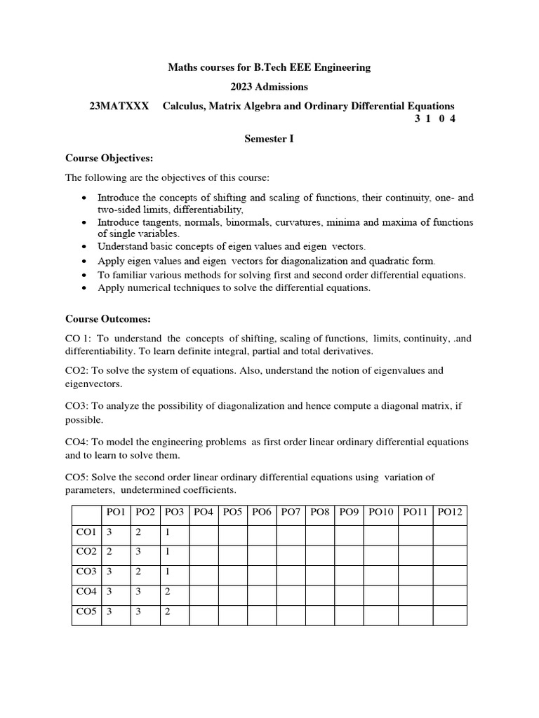 Maths Courses For B.tech EEE | PDF | Teaching Methods & Materials ...