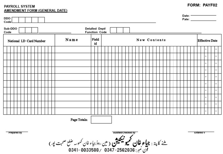 Change Form PAYF02 | PDF