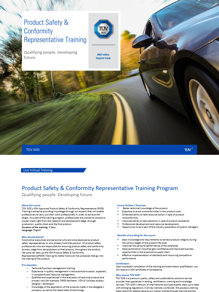 Product Safety Conformity Representative Training Program PDF