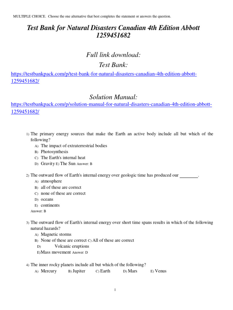 Test Bank for Natural Disasters 4th Ed. | PDF | Social Science ...