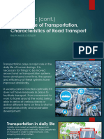 Chapter 1 Importance of Transportation Characteristics of Road Transport