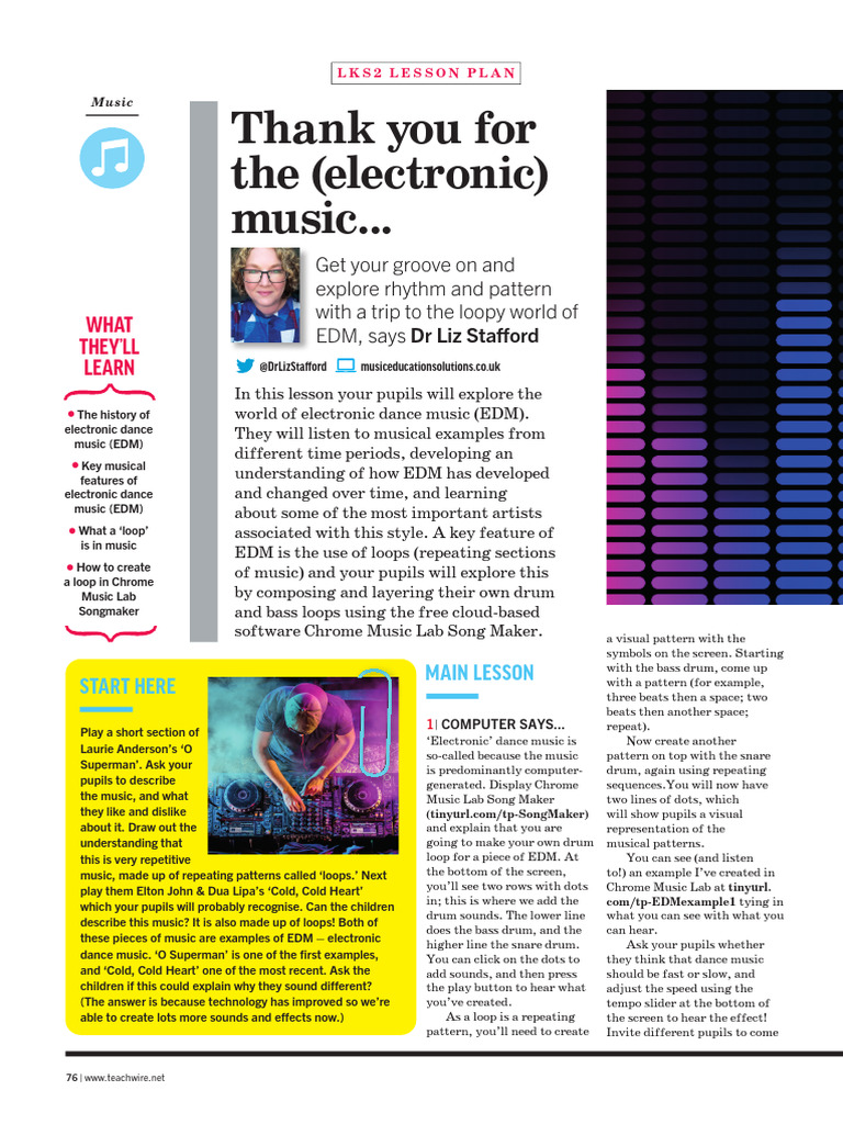 KS2 Music Explore Rhythm and Patterns With Electronic Dance Music