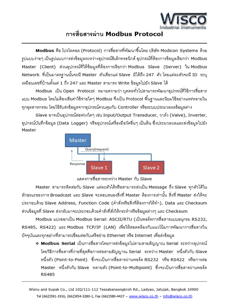 การสื่อสารผ่าน Modbus Protocol | PDF